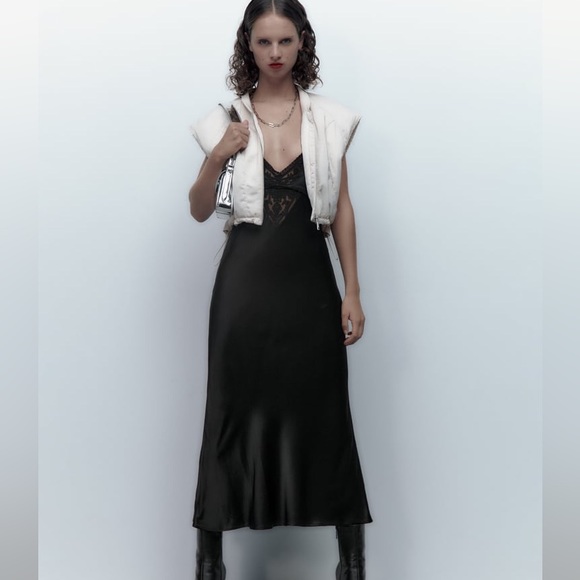 ZARA SATIN LINGERIE STYLE DRESS - Picture 4 of 16